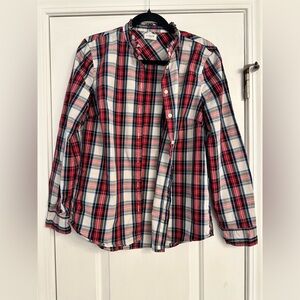 J. Crew Factory Red and Blue Plaid Button Down Shirt
